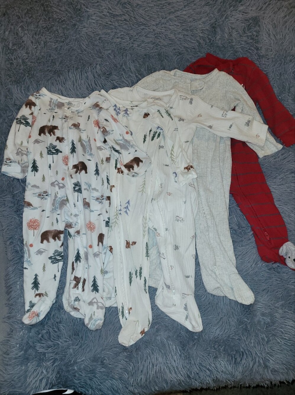 SET OF 5 Carter's Baby Footie Pajamas Size 9 Months
